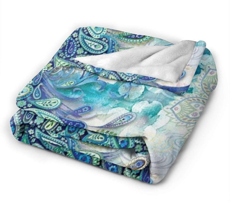 LuckyLou Peacock & Vintage Botanical Flannel Fleece Throw - Ultra Soft, Cozy, Warm & Lightweight Microfleece Blanket (80" x 60") - Image 2
